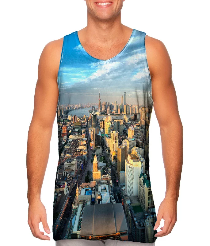 Plunge Neck Women's Seamless Tank Tops for a Smooth FitShanghai City Scape