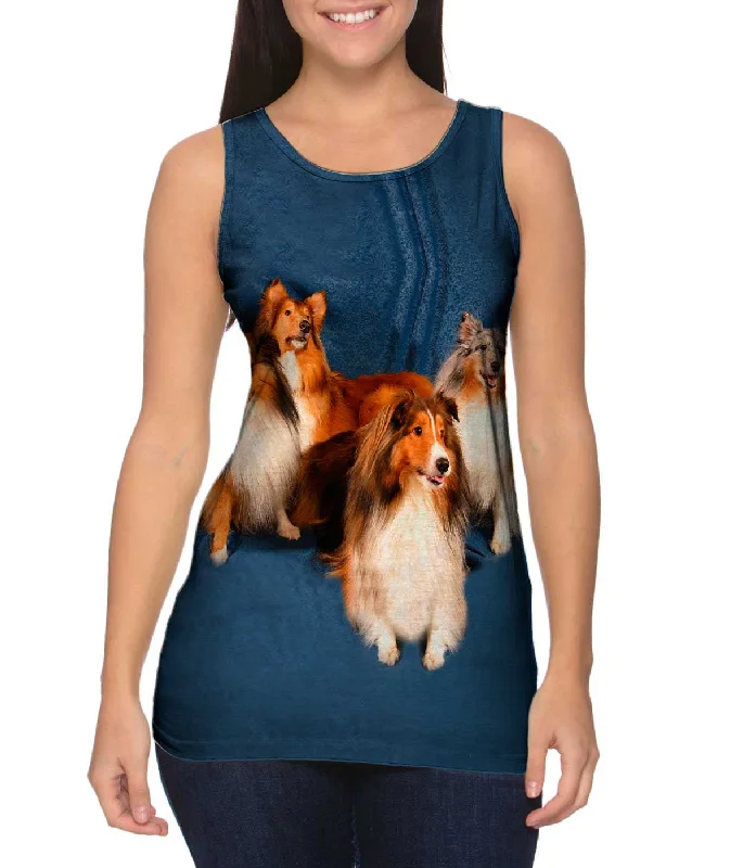 Women's Spaghetti Strap Tank Tops with Geometric PatternsSheltie Photo Shoot