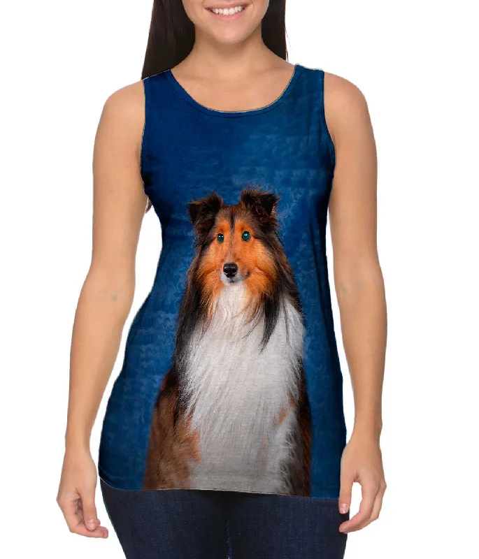 Women's Cropped Tank Tops with Vintage Band LogosSheltie With Green Eyes