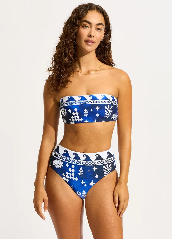 Floral - printed bikini for a feminine and colorful beach vibeCorfu High Waisted Bikini Bottom - Azure