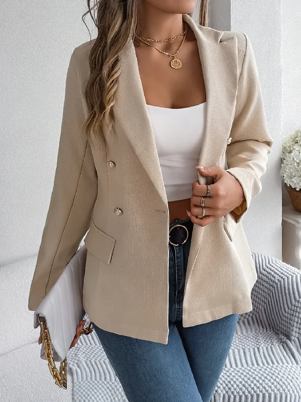 Crop Bodysuits to Pair with High - Waisted BottomsDecorative Pocket Flap Lapel Collar Long Sleeve Blazer