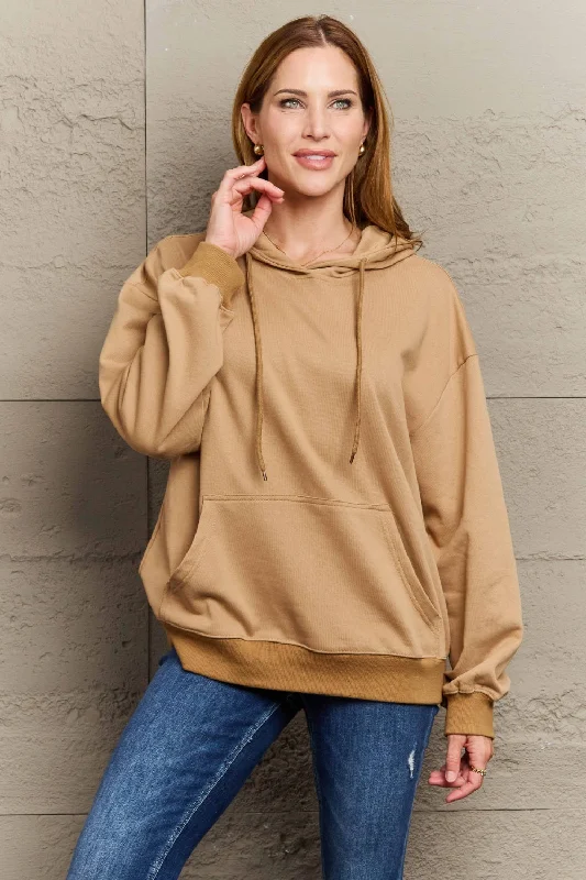 High - Neck Bodysuits for a Modest and Sophisticated LookFull Size Long Sleeve Dropped Shoulder Hoodie